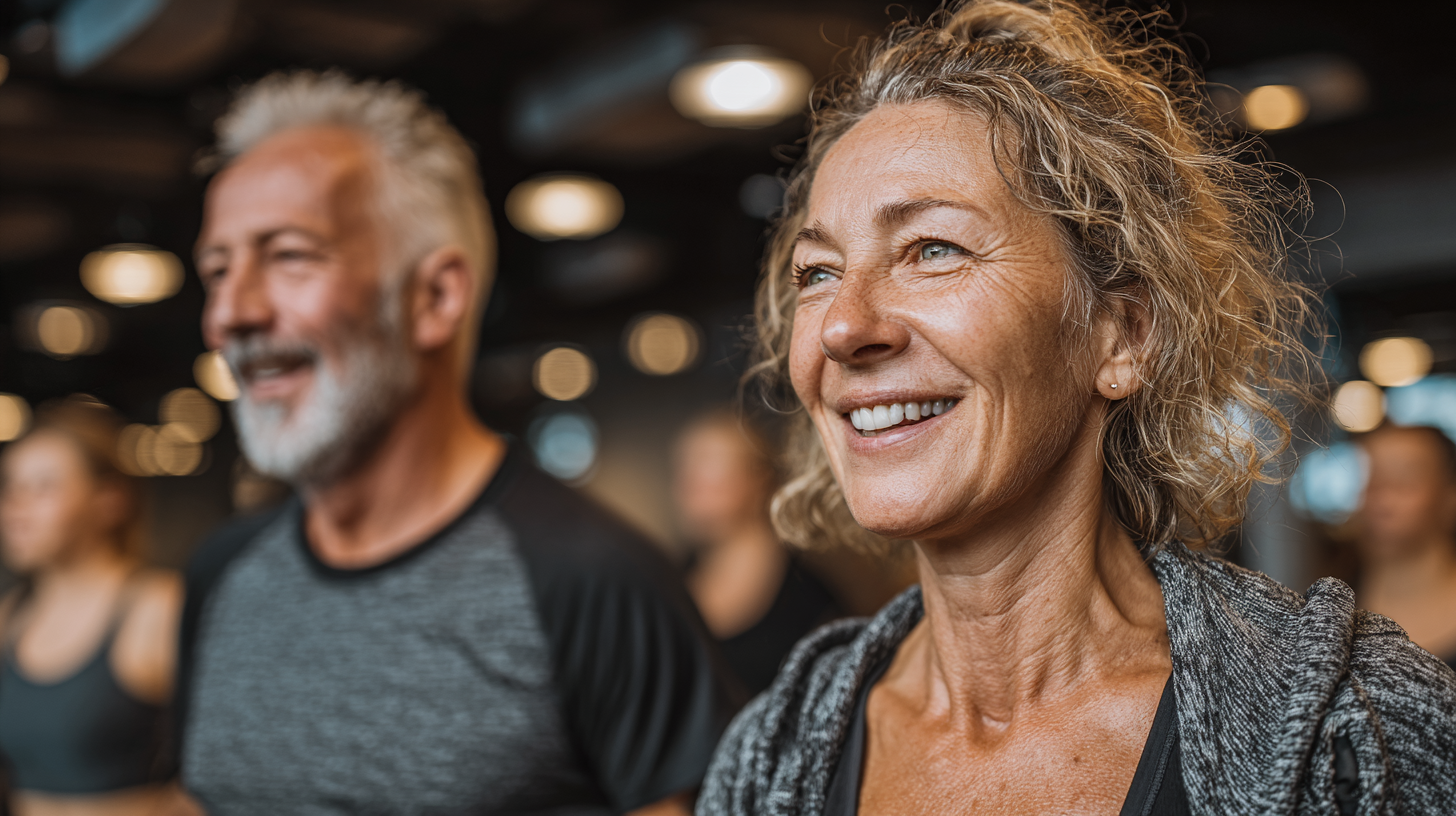 Активні старші люди займаються фітнесом