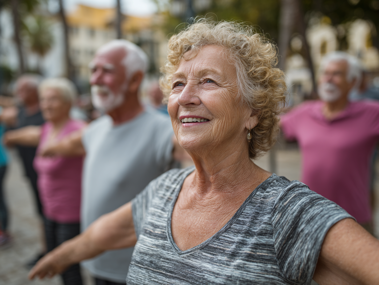 Щасливі старші люди після тренування